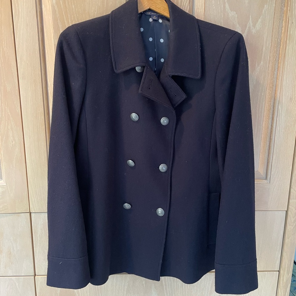 Brooks Brothers Navy Double-Breasted Pea Coat Size 10